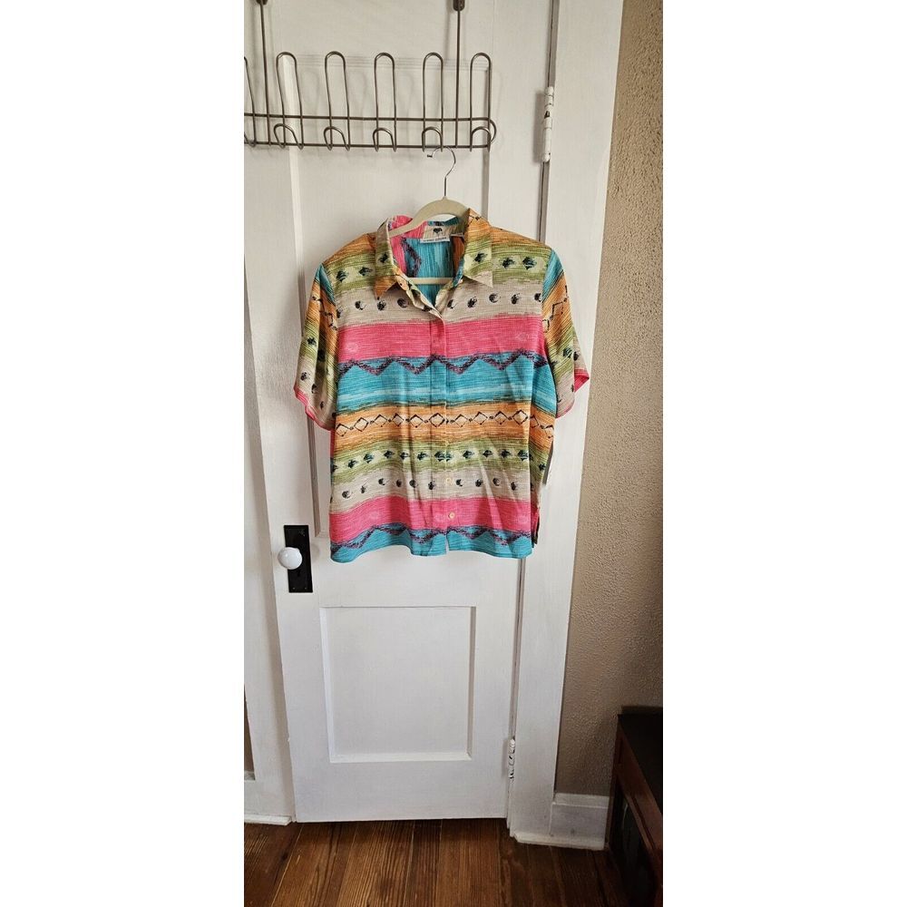 NWT ALFRED DUNNER petite women 18WP button down multicolor blouse